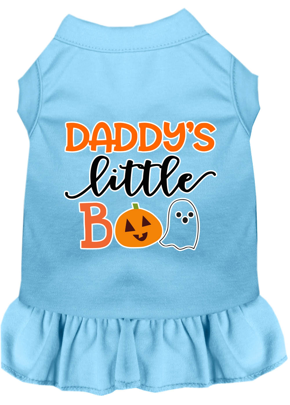 Daddy's Little Boo Screen Print Dog Dress Baby Blue Lg